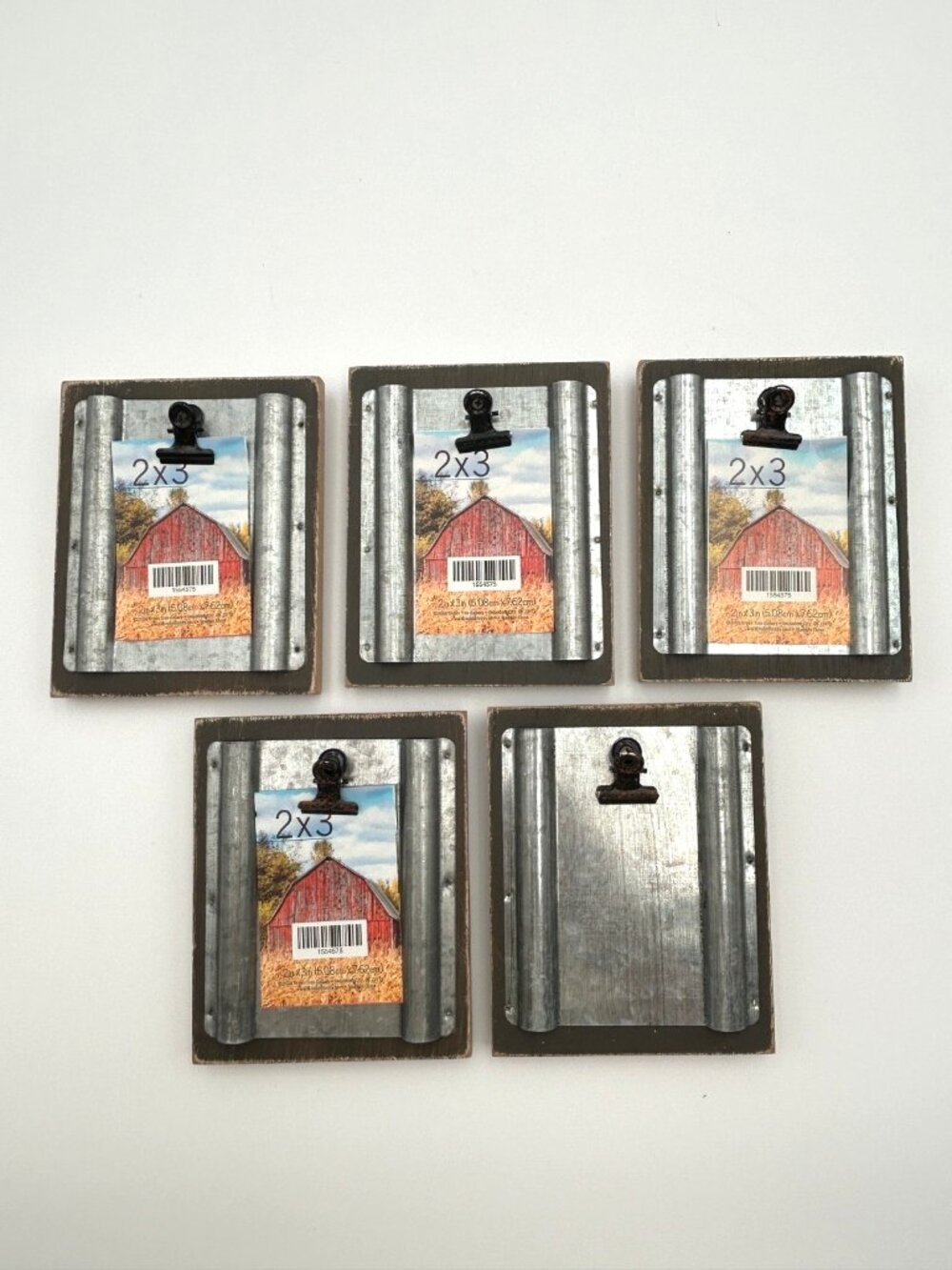 GREEN TREE GALLERY Farmhouse 2x3 Clip Photo Frames Lot of 5 Wood Metal Decor
